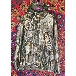 RealTree Xtra Camo Hooded‎ Jacket Mens LARGE Zip UP Hunting POCKETS Snaps Lined